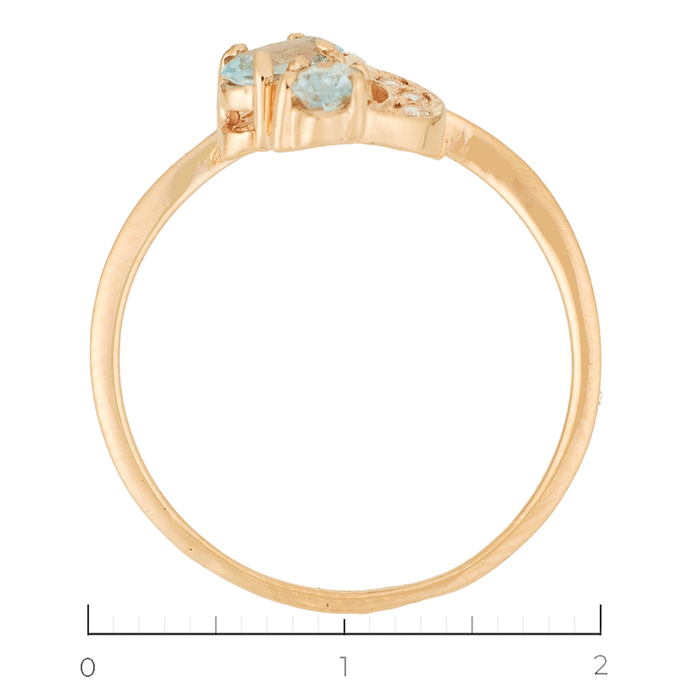 Кольцо из красного золота 585 пробы c 3 фианитами и 2 топазами, Л 2809 3766 за 10850