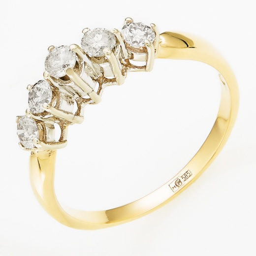 Кольцо из комбинированного золота 585 пробы c 5 бриллиантами Л43015196 фото 1