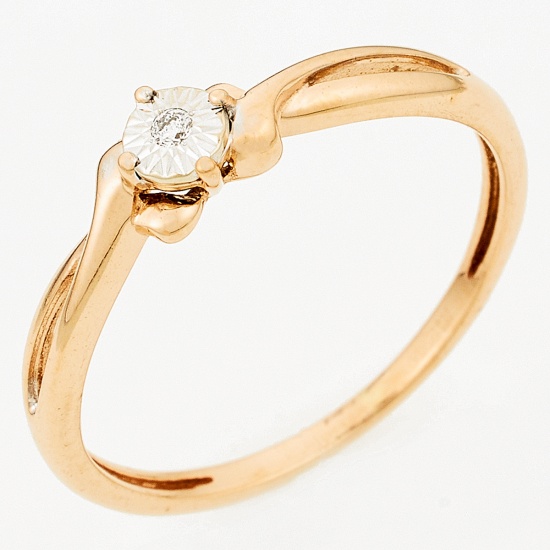Кольцо из комбинированного золота 585 пробы c 1 бриллиантом, Л29119450 за 5950