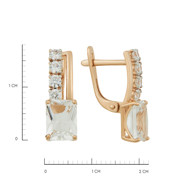 Серьги из золота 585 пробы c кварцами и фианитами, Ц О007 0482 за 28140