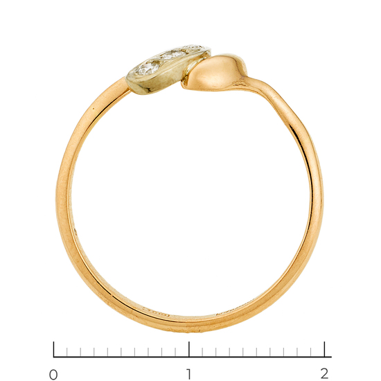 Кольцо из комбинированного золота 585 пробы c 3 бриллиантами, Л66019991 за 9405