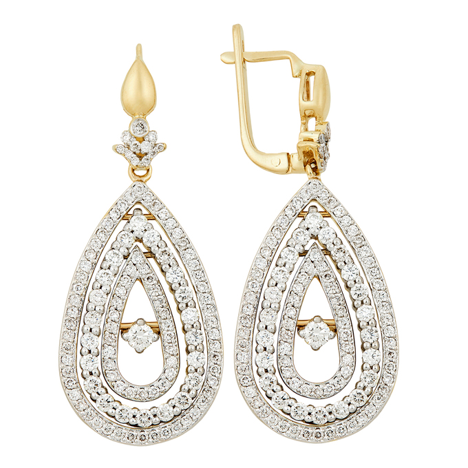 Серьги из золота 585 пробы c бриллиантами