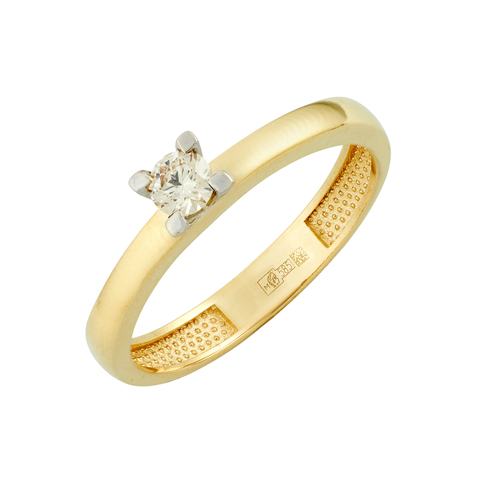 Кольцо из золота 585 пробы c бриллиантом