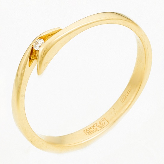 Кольцо из желтого золота 585 пробы c 1 бриллиантом, Л46074550 за 6950