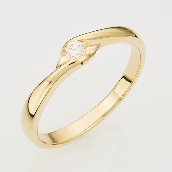 Кольцо из желтого золота 585 пробы c 1 бриллиантом, Л19080186 за 12425
