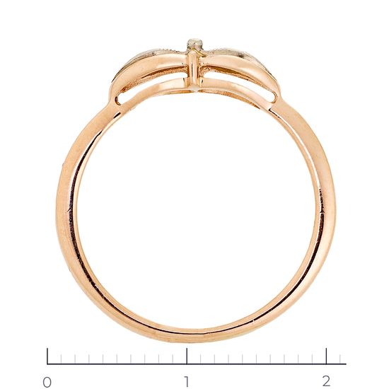 Кольцо из комбинированного золота 585 пробы c 2 бриллиантами, Л52071069 за 9950