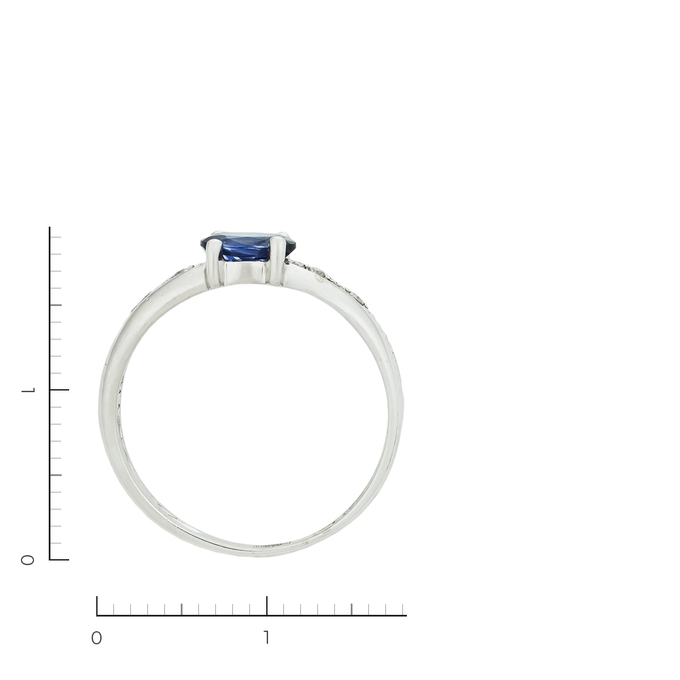 Кольцо из золота 585 пробы c 4 бриллиантами и 1 сапфиром, Л 7101 9821 за 26800