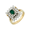 Кольцо из золота 585 пробы c изумрудом и бриллиантами