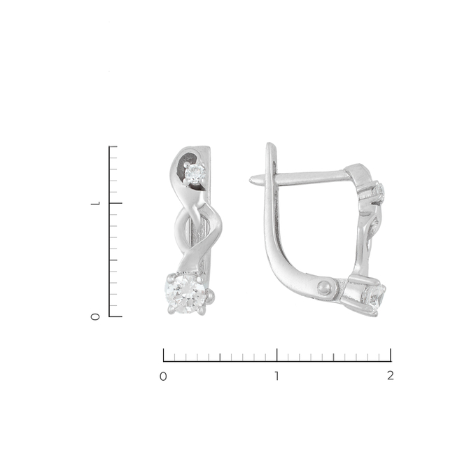 Серьги из белого золота 585 пробы c 4 бриллиантами, Л 2809 4260 за 38430