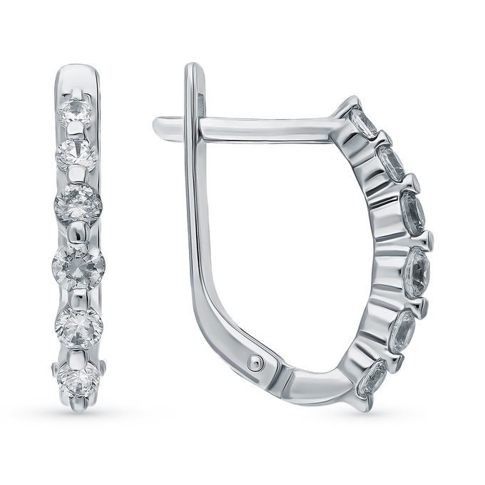 Серьги из белого золота 585 пробы c фианитами
