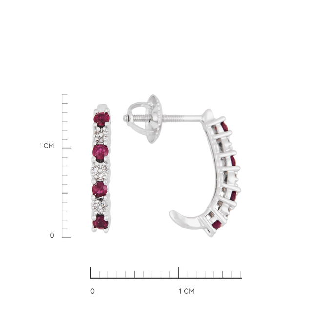 Серьги из золота 585 пробы c рубинами и бриллиантами, Ц О007 2705 за 25500