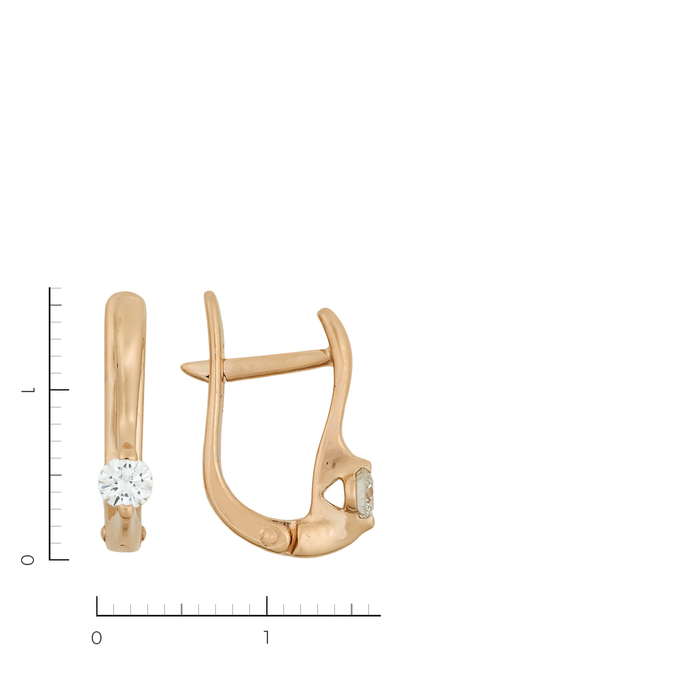 Серьги из золота 585 пробы c 2 бриллиантами, Л 7000 8072 за 51600