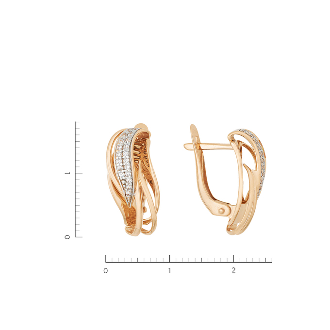 Серьги из золота 585 пробы c 38 фианитами, Л 6402 0830 за 24720