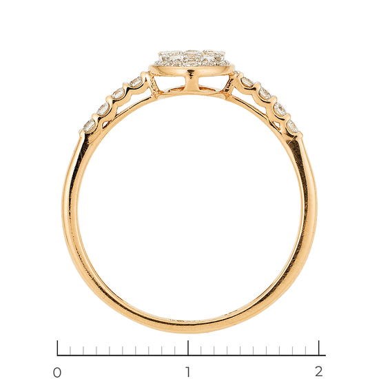 Кольцо из красного золота 585 пробы c 25 бриллиантами, Л66019816 за 18900