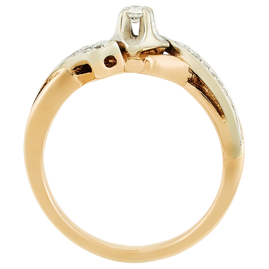 Кольцо из комбинированного золота 585 пробы c 7 бриллиантами, Л23156941 за 17250