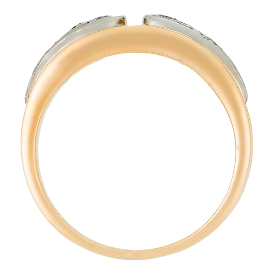 Кольцо из комбинированного золота 585 пробы c 6 бриллиантами, Л47092925 за 30000