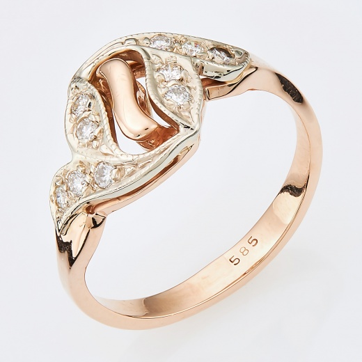 Кольцо из комбинированного золота 585 пробы c 10 бриллиантами Л36055025 фото 1