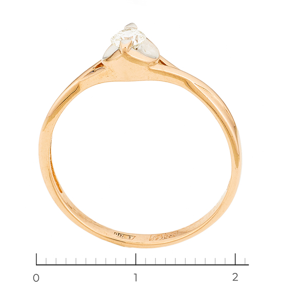Кольцо из комбинированного золота 585 пробы c 1 бриллиантом, Л48058773 за 19140