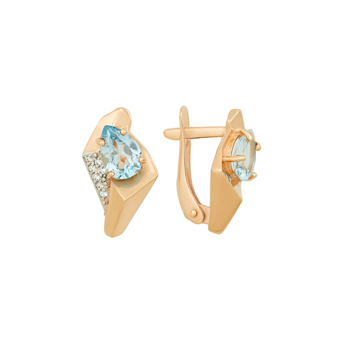 Серьги из золота 585 пробы c топазами и фианитами, Ц О007 1001 за 30000