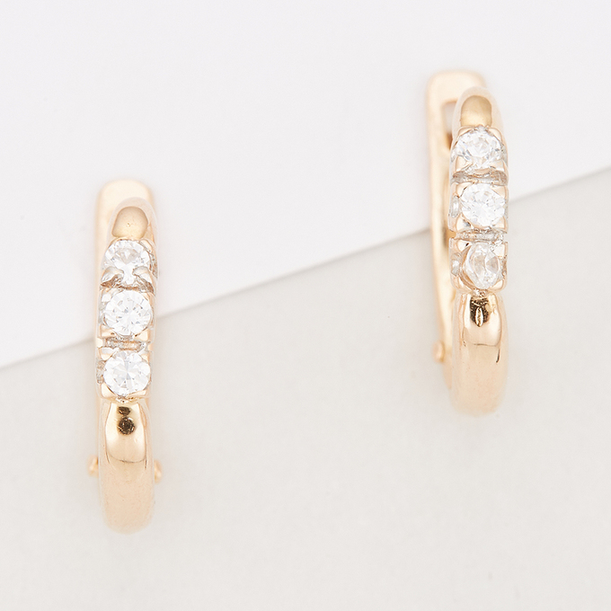Серьги из золота 585 пробы c фианитами