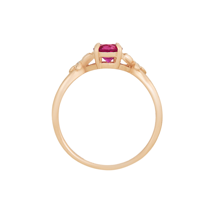 Кольцо из золота 585 пробы c бриллиантами и синтетическим рубином, Л 0514 0200 за 17200