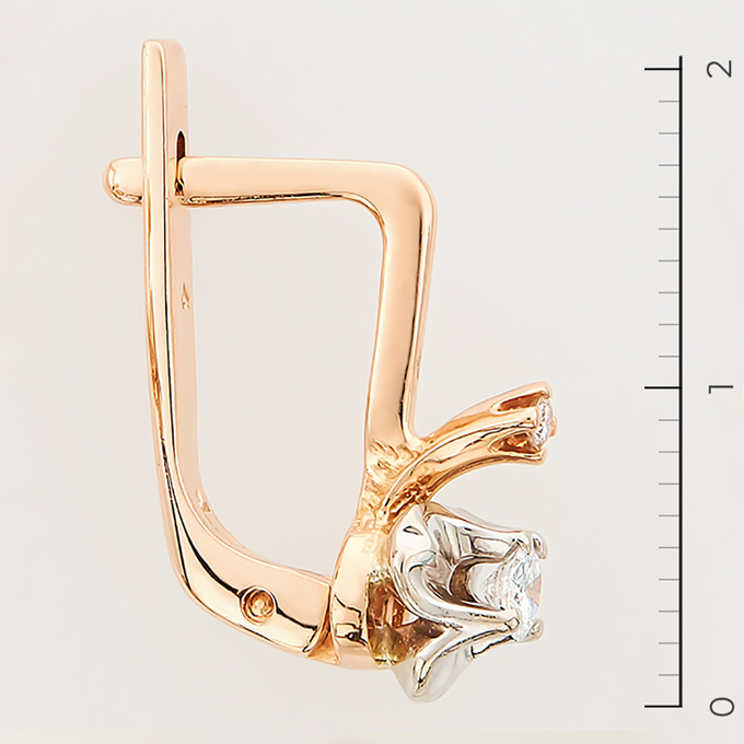 Серьги из золота 585 пробы c 4 бриллиантами