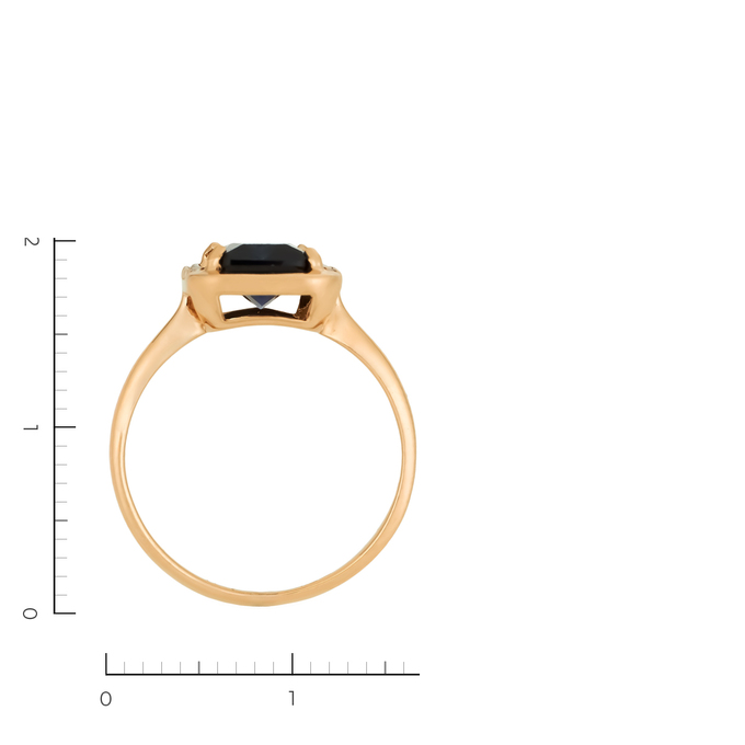 Кольцо из красного золота 585 пробы c 1 синт. сапфиром и 10 фианитами, Л 2808 5861 за 12740
