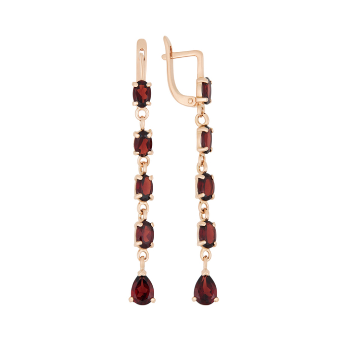 Серьги из золота 585 пробы c гранатами