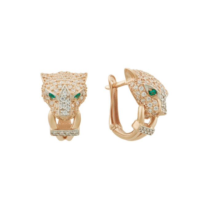 Серьги из золота 585 пробы c фианитами и синтетическими камнями, Л 2414 5777 за 75360