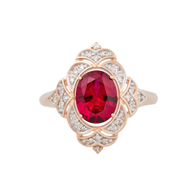 Кольцо из золота 585 пробы с бриллиантами и корундом, Л 7303 7190 за 45200