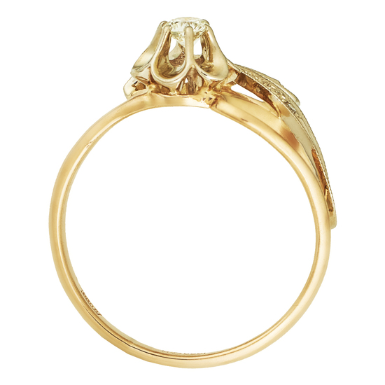 Кольцо из комбинированного золота 585 пробы c 7 бриллиантами, Л28086194 за 23400