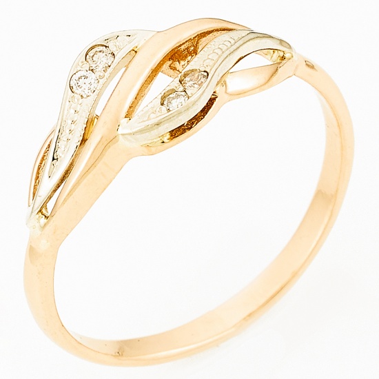 Кольцо из комбинированного золота 585 пробы c 4 бриллиантами, Л64017822 за 7450