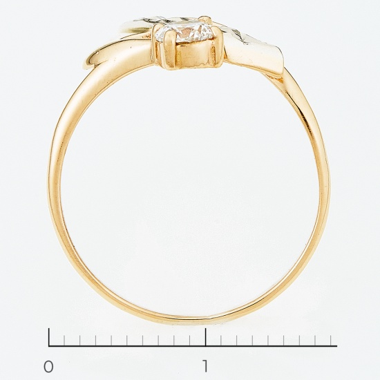 Кольцо из комбинированного золота 585 пробы c 1 фианитом, Л73005313 за 8460