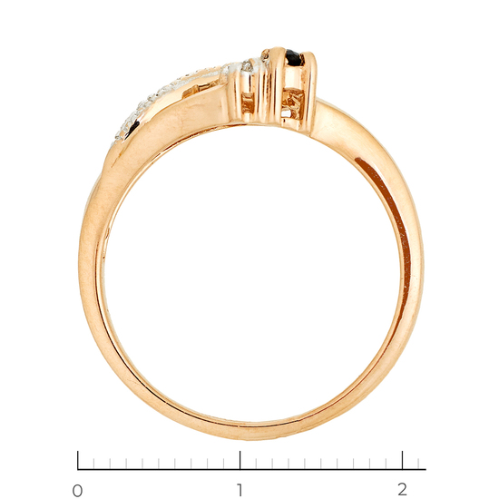 Кольцо из комбинированного золота 585 пробы c 4 бриллиантами и 1 сапфиром, Л23157553 за 11500