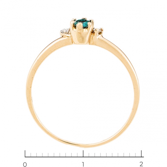 Кольцо из комбинированного золота 585 пробы c 4 бриллиантами и 1 изумрудом, Л18110398 за 8450