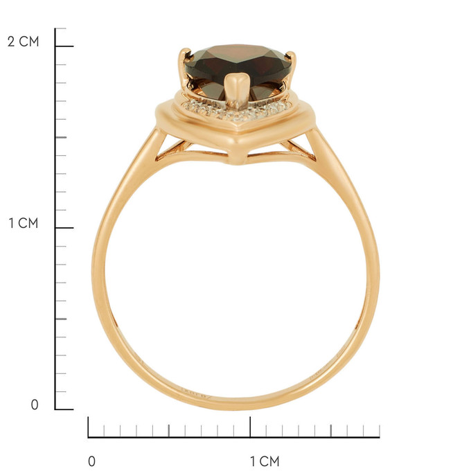Кольцо из золота 585 пробы c гранатом и бриллиантами
