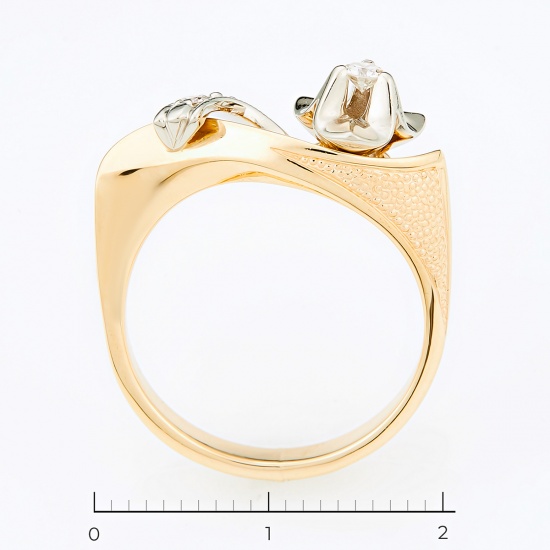 Кольцо из комбинированного золота 585 пробы c 2 бриллиантами, Л48060895 за 18900
