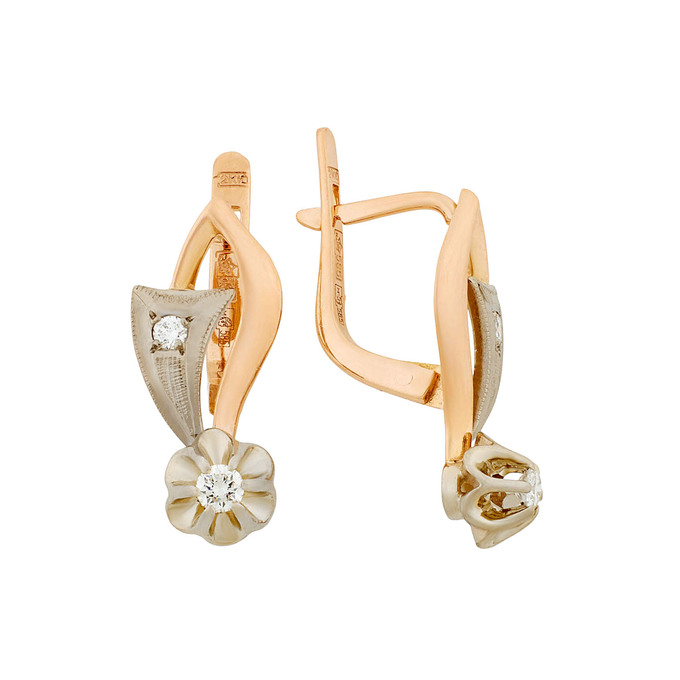 Серьги из золота 585 пробы c бриллиантами, Ц О007 2513 за 60400