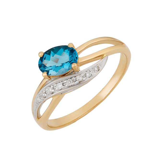 Кольцо из золота 585 пробы c топазом и бриллиантами, Л 1812 0602 за 28700