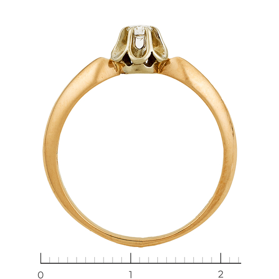 Кольцо из комбинированного золота 585 пробы c 1 бриллиантом, Л75014184 за 17700
