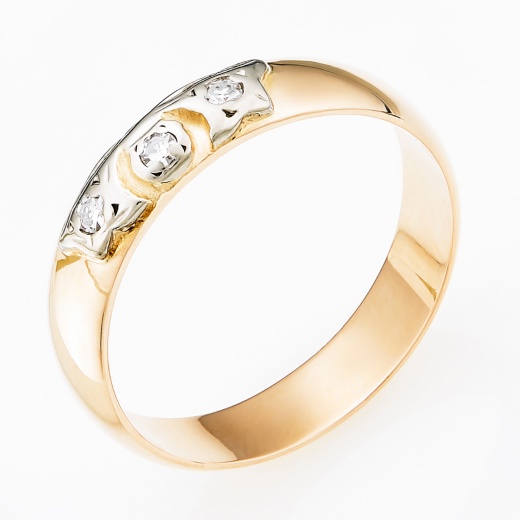 Кольцо из комбинированного золота 585 пробы c 3 бриллиантами Л52050158 фото 1