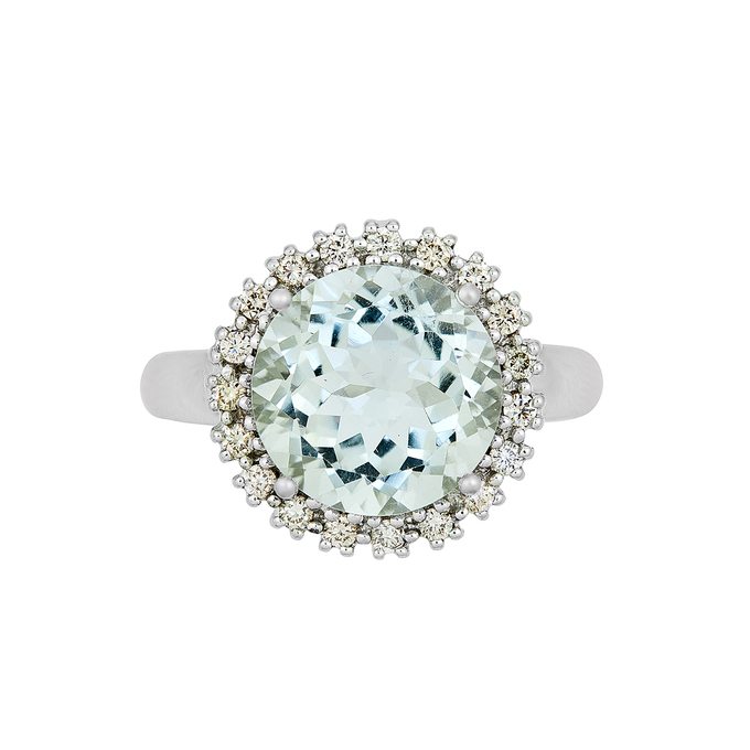 Кольцо из золота 585 пробы c празиолитом и бриллиантами, Л 2811 7180 за 89600