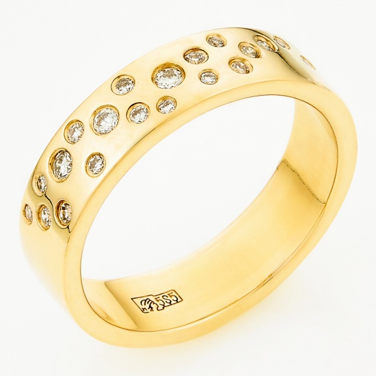 Кольцо из желтого золота 585 пробы c 20 бриллиантами, Л25073099 за 35 400 ₽