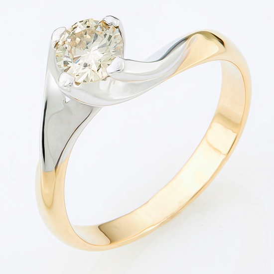 Кольцо из комбинированного золота 585 пробы c 1 бриллиантом, Л28068736 за 45850