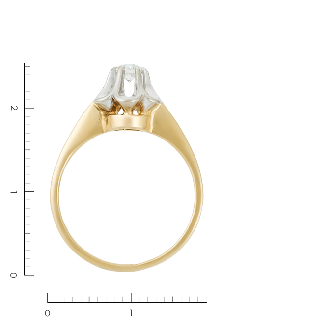 Кольцо из комбинированного золота 585 пробы c 1 бриллиантом, Л 4709 3365 за 29050