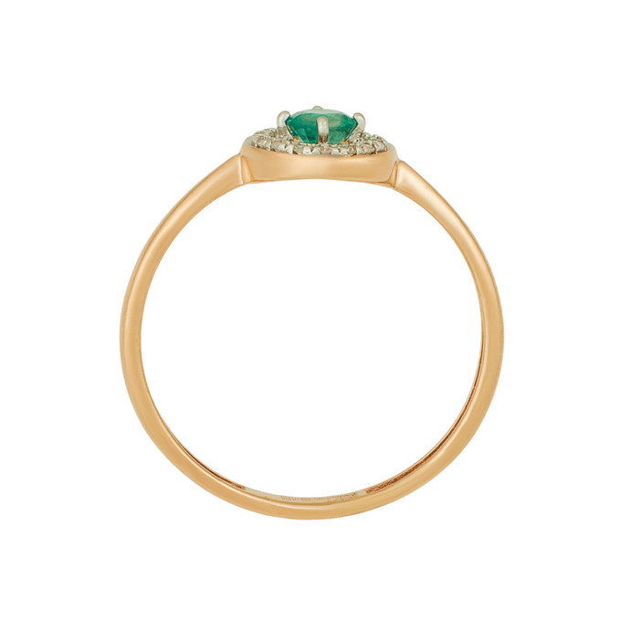 Кольцо из золота 585 пробы c изумрудом и бриллиантами