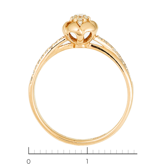 Кольцо из красного золота 585 пробы c 19 бриллиантами, Л11153350 за 11450