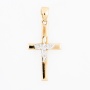 Крестик из комбинированного золота 585 пробы c 3 бриллиантами Л61013187 фото 1