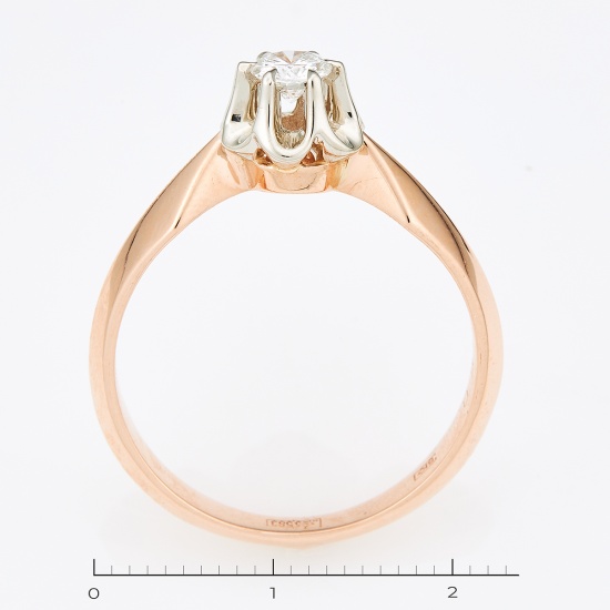 Кольцо из комбинированного золота 583 пробы c 1 бриллиантом, Л45057060 за 62825