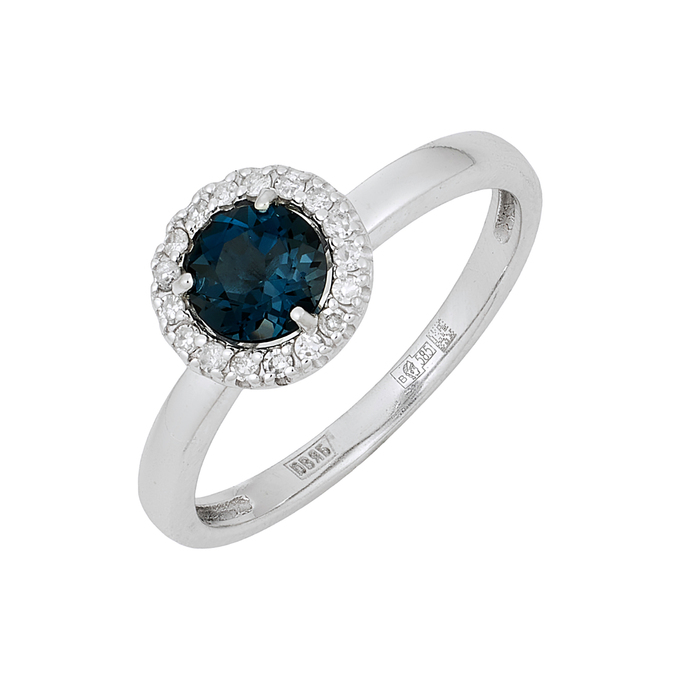 Кольцо из золота 585 пробы c топазом Лондон и бриллиантами, Л 1615 9246 за 28160